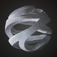 a drawing of a silver sphere on a black background